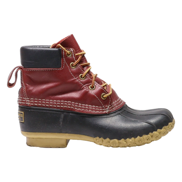 LL BEAN Lace-Up Boots Maroon Leather Womens UK 6