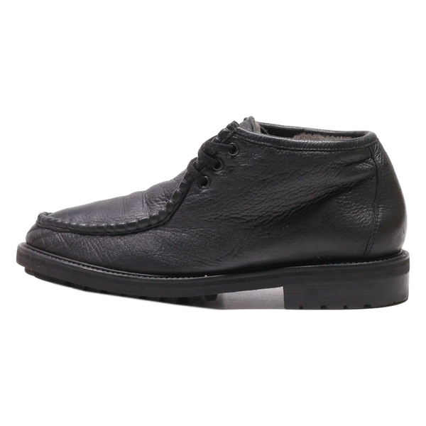 MORESCHI Moccasin Shoes Black Leather Mens UK 7