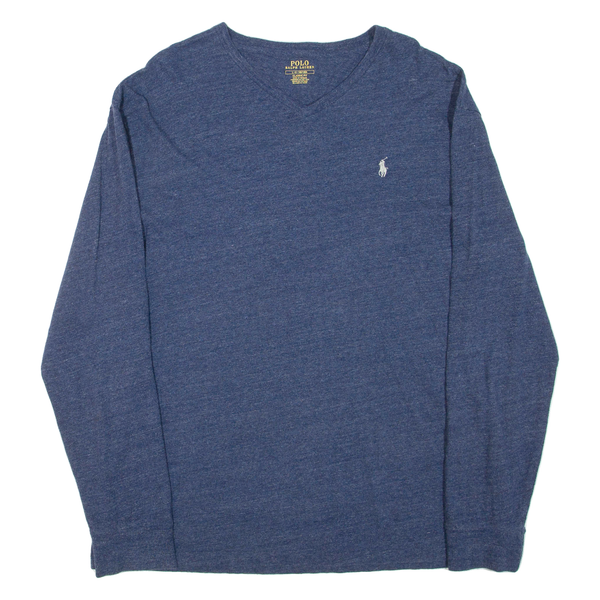 POLO RALPH LAUREN Mens T-Shirt Blue Long Sleeve V-Neck L