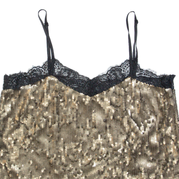 GUESS Sequins Womens Camisole Top Gold V-Neck Sleeveless M