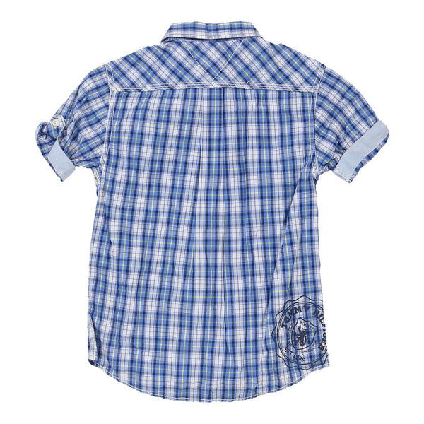 Age 5 Tommy Hilfiger Checked Short Sleeve Shirt - XS Blue Cotton