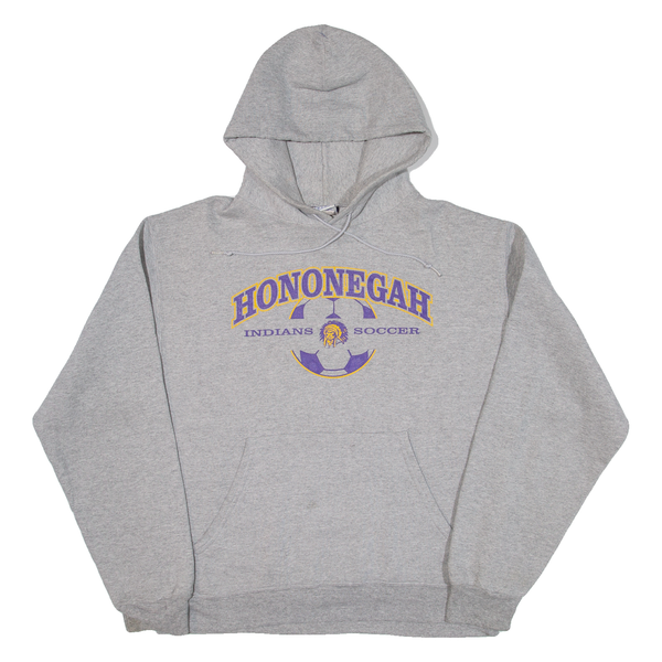 CHAMPION Indians Soccer Mens Grey Hoodie Pullover USA M