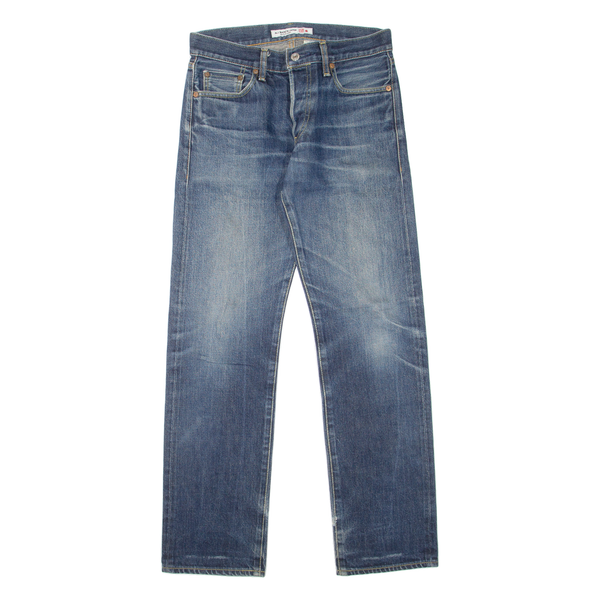 UNI QLO Mens Jeans Blue Regular Straight Stone Wash W30 L32