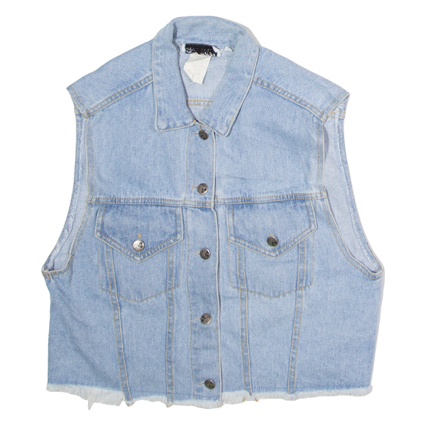 Vintage DISNEY Mickey Mouse Womens Denim Waistcoat Blue 90s USA M