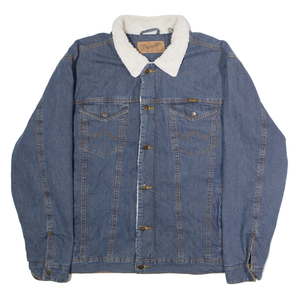WRANGLER Mens Sherpa Lined Denim Jacket Blue XL
