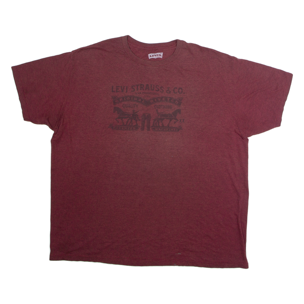LEVI'S Mens T-Shirt Maroon Short Sleeve Crew Neck 2XL