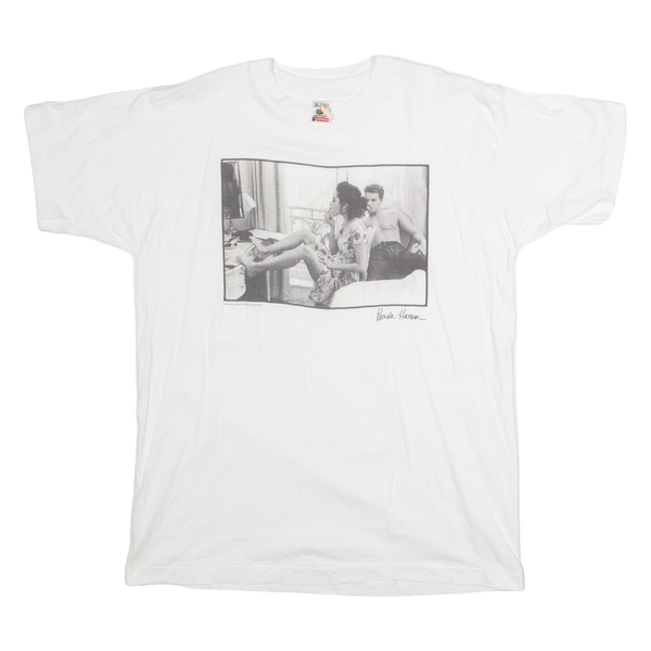 Vintage FRUIT OF THE LOOM Pamela Hanson Mens T-Shirt White Short Sleeve 90s Crew Neck XL