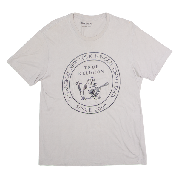 TRUE RELIGION Mens T-Shirt Grey Short Sleeve Crew Neck M