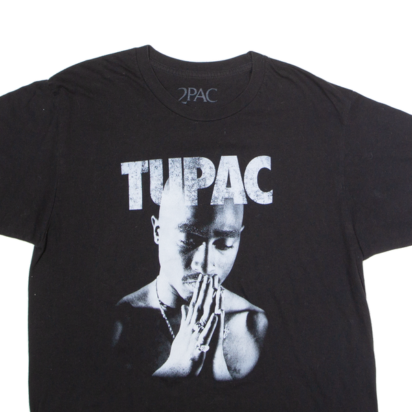 TUPAC Mens Band T-Shirt Black Short Sleeve Crew Neck L