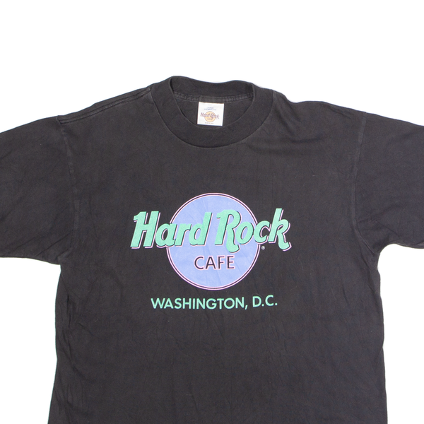 Vintage HARD ROCK CAFE Washington D.C. Mens T-Shirt Black Short Sleeve 90s USA Crew Neck L