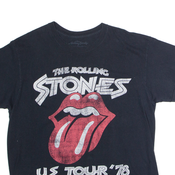 THE ROLLING STONES U.S. Tour '78 Mens Band T-Shirt Black Short Sleeve Crew Neck L