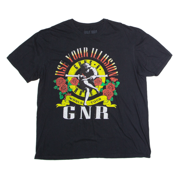GUNS N ROSES Use Your Illusion Mens Band T-Shirt Black Short Sleeve Crew Neck XL