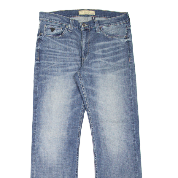 GUESS Desmond Mens Jeans Blue Relaxed Straight Denim Stone Wash W34 L32